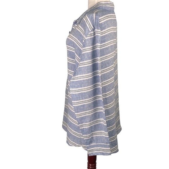 COLDWATER Creek | Freshwater Blue Stripe Lakeside Linen Button-Up Tunic - Picture 5 of 9